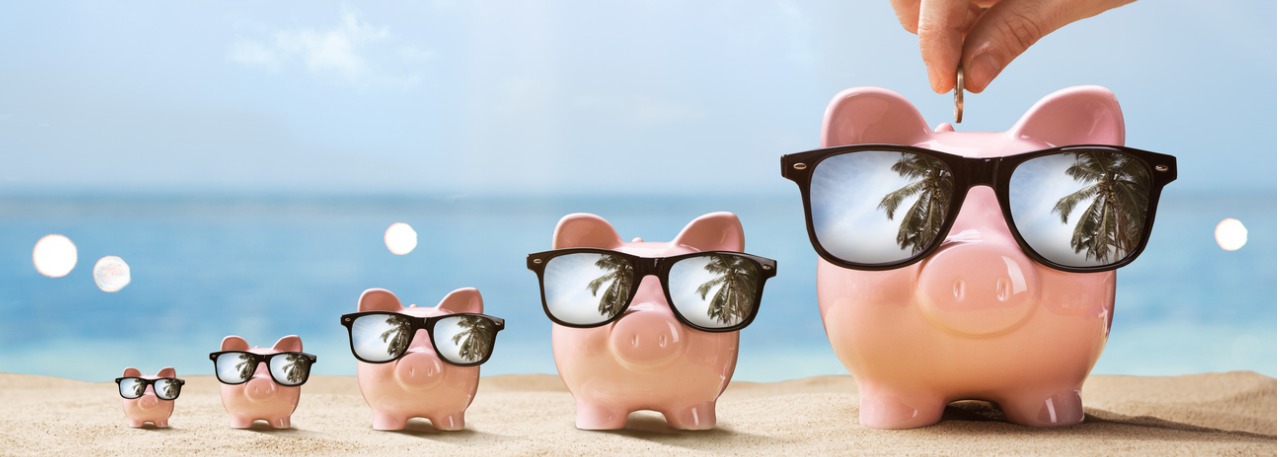 Piggy banks with sunglasses